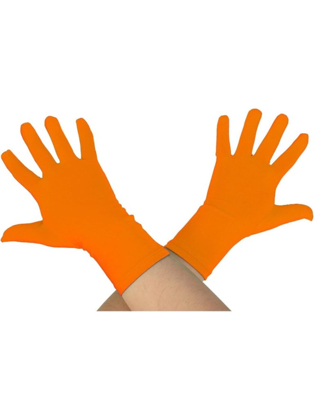 Women's Orange 9.5“ Unisex Short Spandex Length Stretchy Costume Gloves